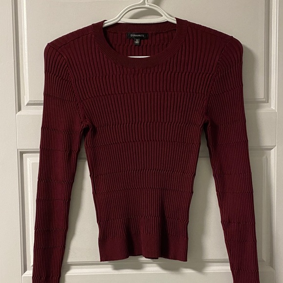 Dynamite Deep Red Ribbed Sweater - Picture 2 of 2